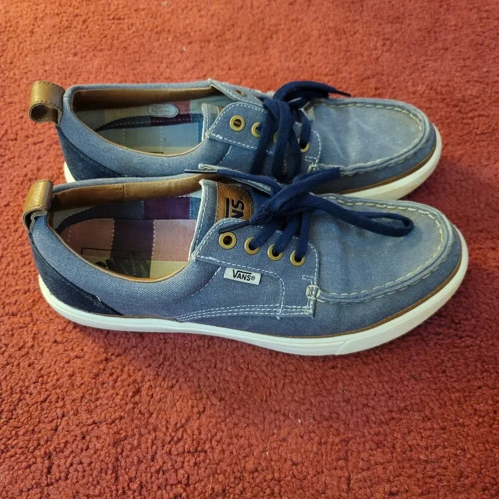 Vans Men’s Size 8 Blue Canvas Boat Shoe Sneakers V2906CV EU 41 Excellent